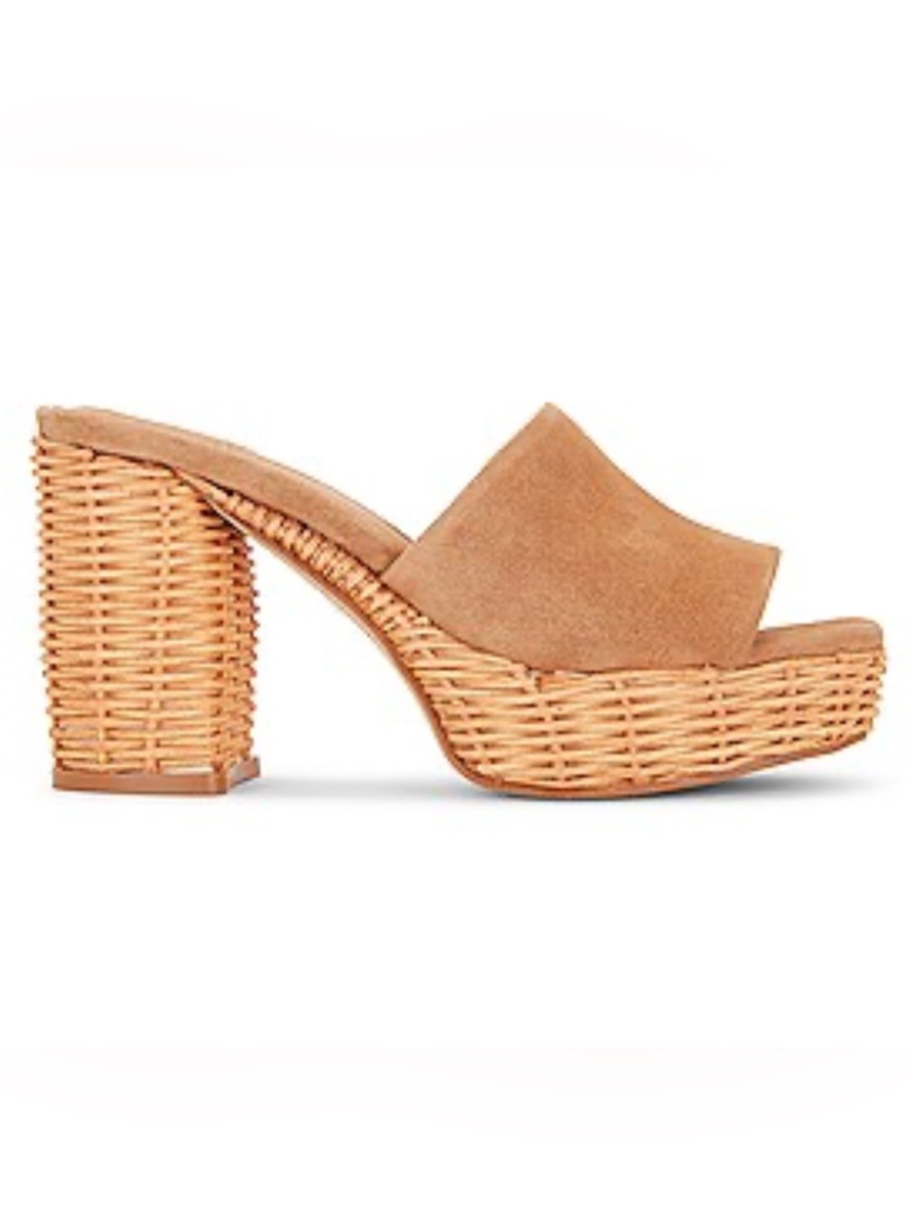 Jeffrey Campbell Magda Platform Mule Tan Heels Woven Size 7.5
